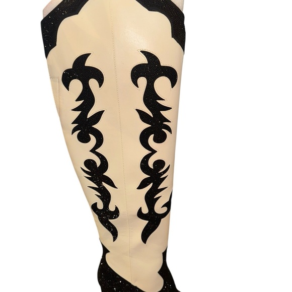 INC International Concepts Black and Cream Heeled Boots - Picture 8 of 13